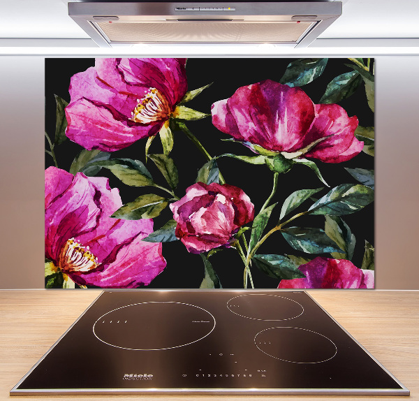 Cooker splashback Pink peonies