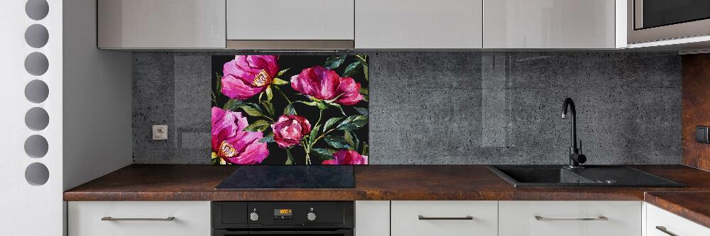 Cooker splashback Pink peonies