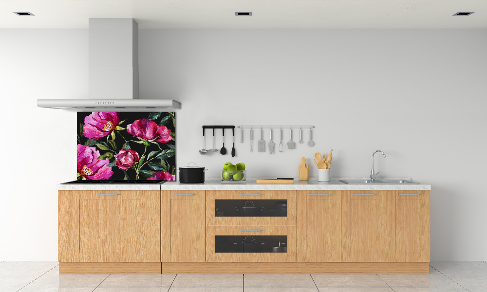 Cooker splashback Pink peonies