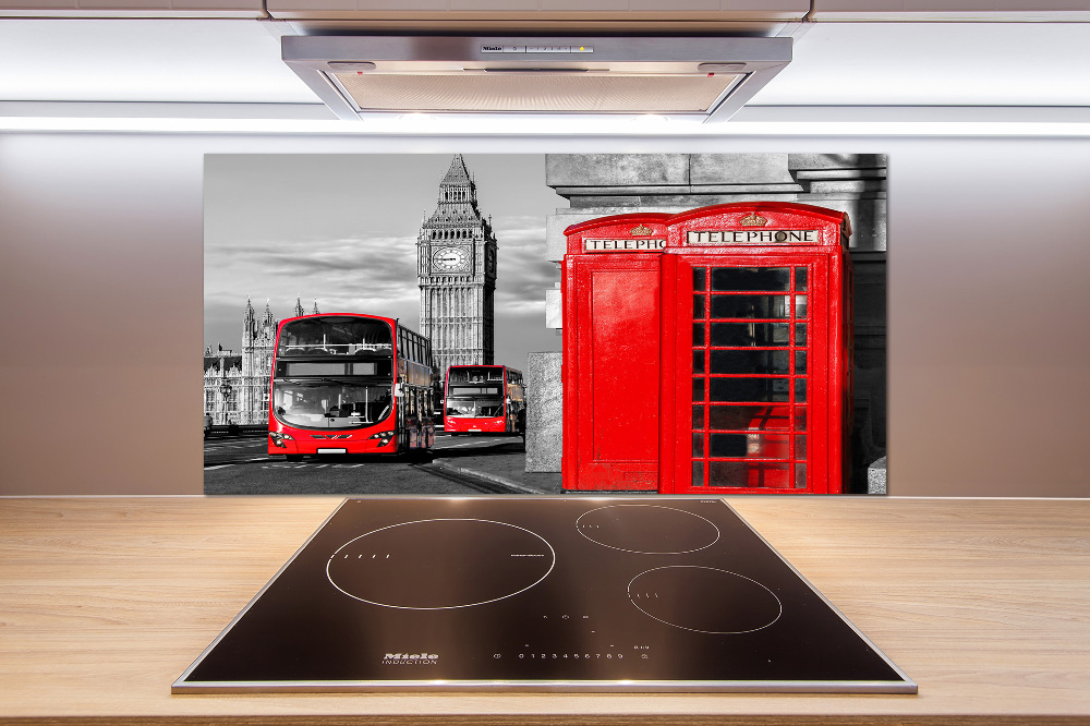 Cooker splashback Red buses