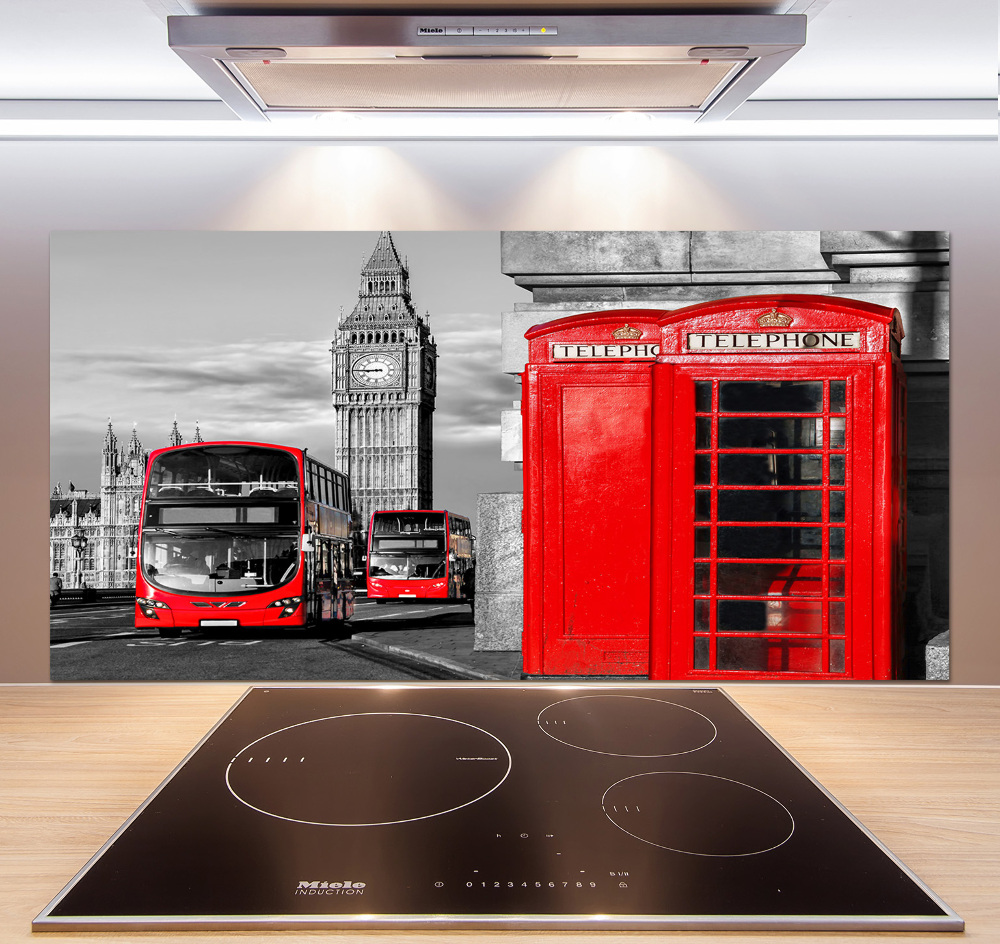 Cooker splashback Red buses