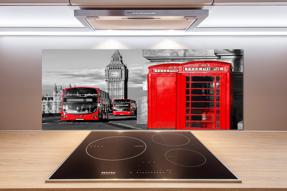 Cooker splashback Red buses