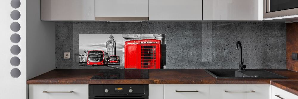 Cooker splashback Red buses