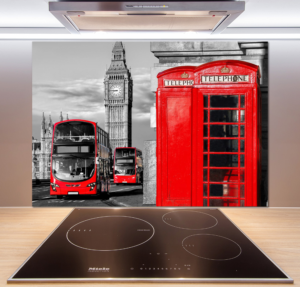 Cooker splashback Red buses