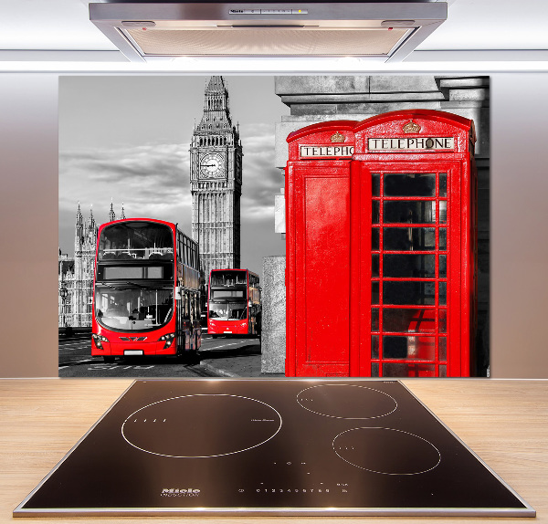 Cooker splashback Red buses