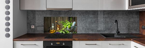 Cooker splashback Herbs in a mortar