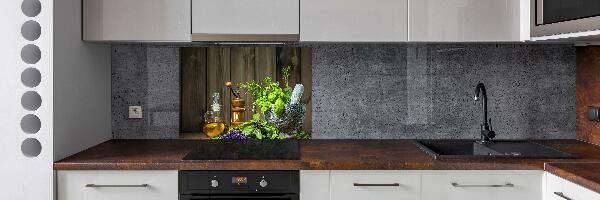 Cooker splashback Herbs in a mortar