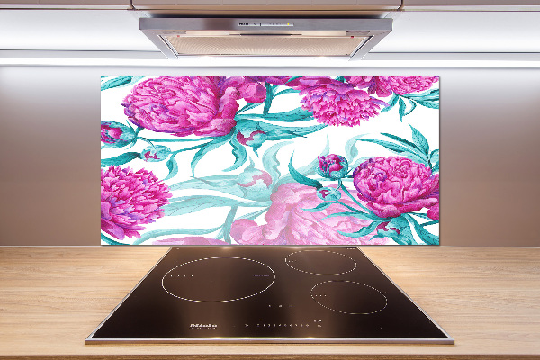 Cooker splashback Pink peonies