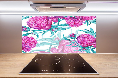 Cooker splashback Pink peonies