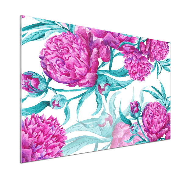 Cooker splashback Pink peonies