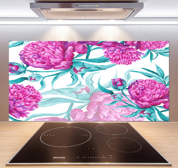 Cooker splashback Pink peonies