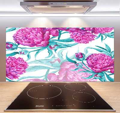 Cooker splashback Pink peonies