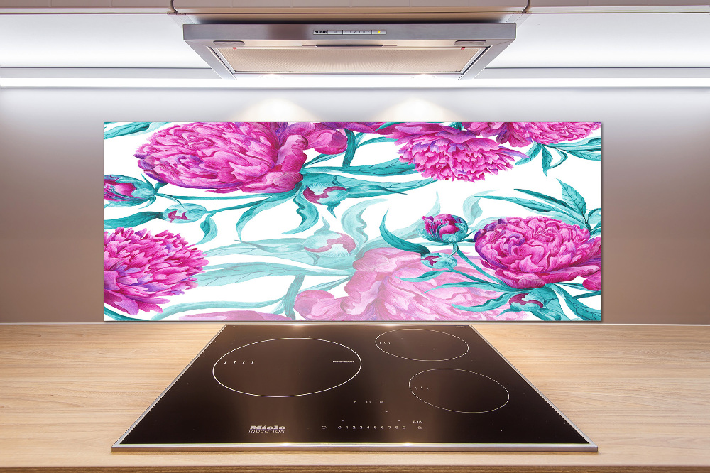 Cooker splashback Pink peonies