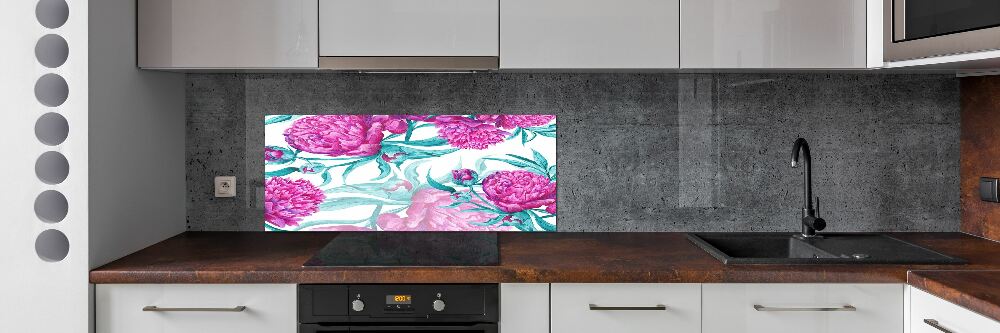 Cooker splashback Pink peonies