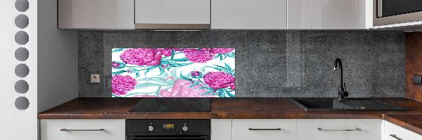 Cooker splashback Pink peonies