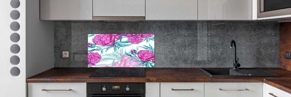 Cooker splashback Pink peonies