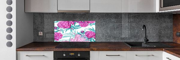 Cooker splashback Pink peonies