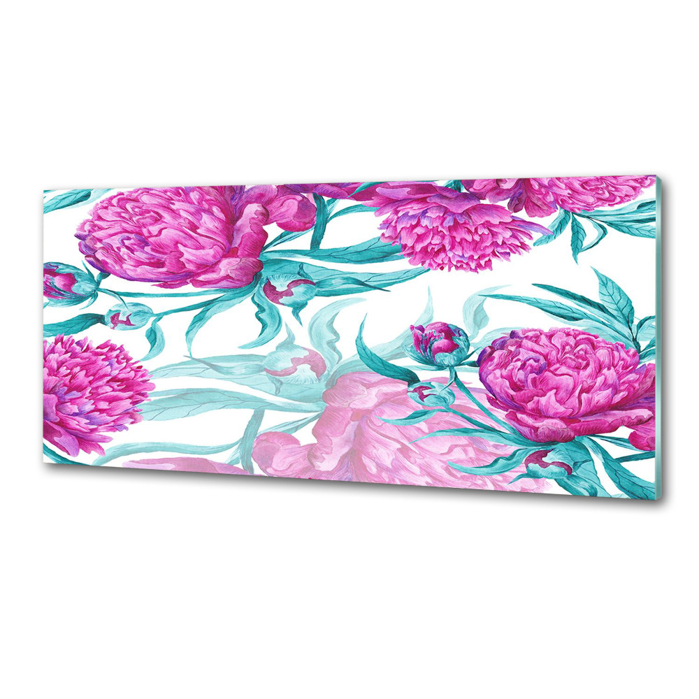 Cooker splashback Pink peonies