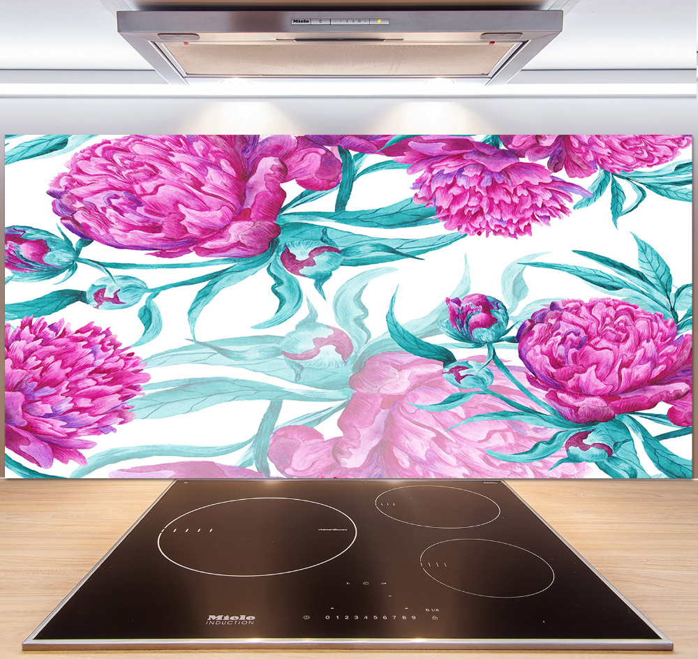 Cooker splashback Pink peonies