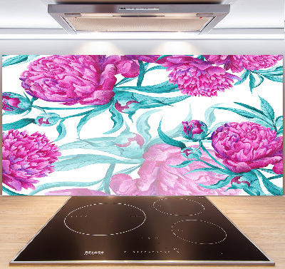 Cooker splashback Pink peonies