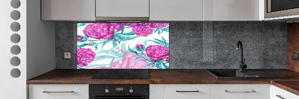 Cooker splashback Pink peonies