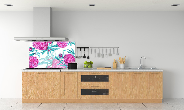 Cooker splashback Pink peonies