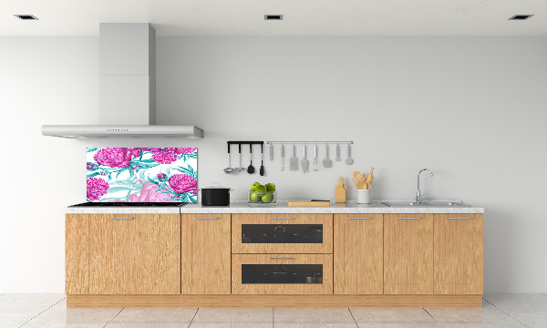 Cooker splashback Pink peonies