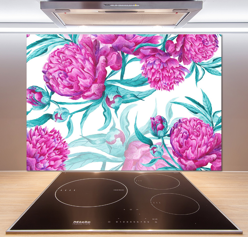 Cooker splashback Pink peonies