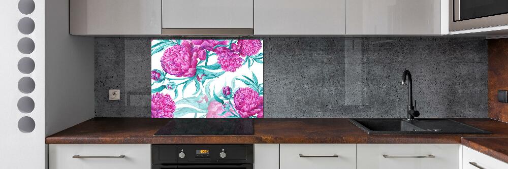 Cooker splashback Pink peonies