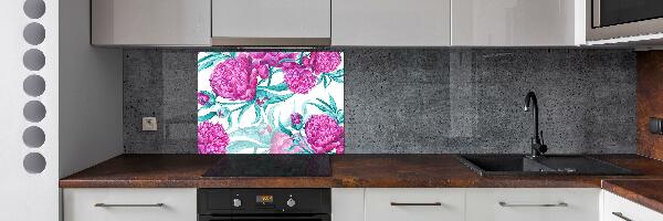 Cooker splashback Pink peonies