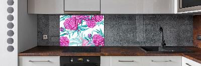 Cooker splashback Pink peonies