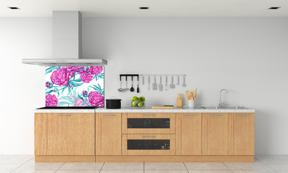 Cooker splashback Pink peonies