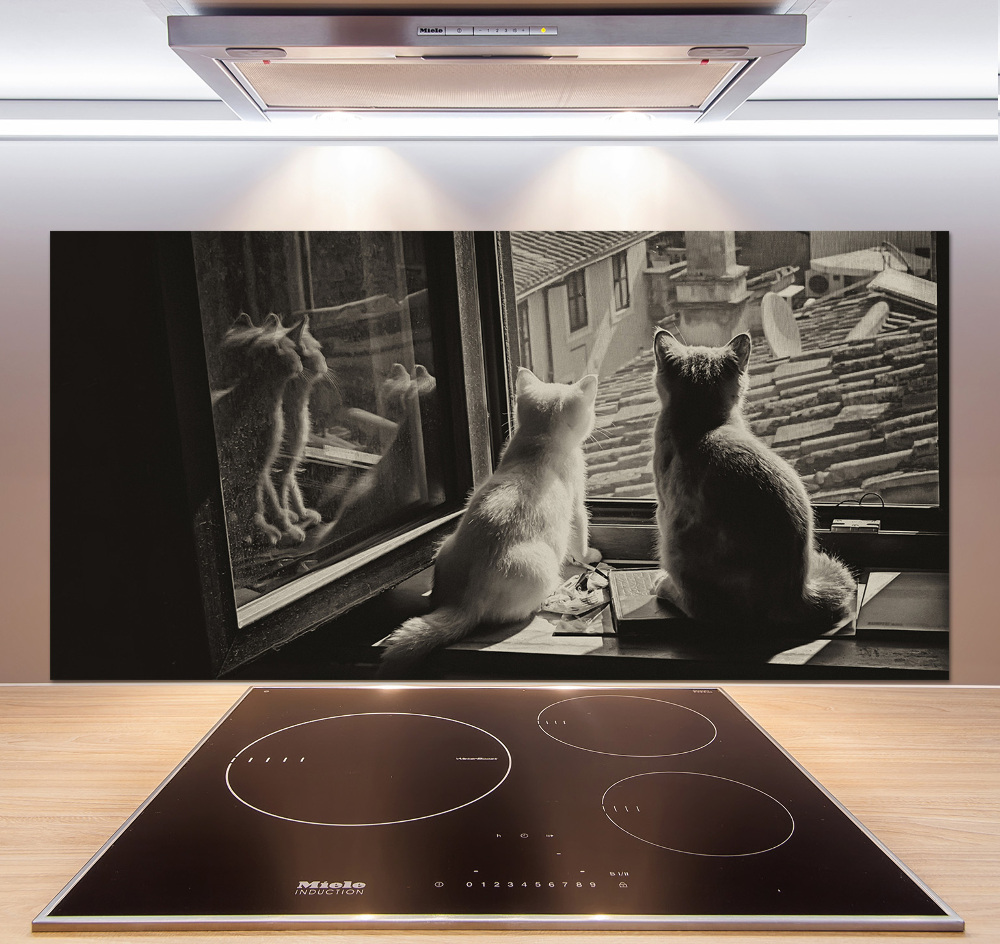 Kitchen splashback Cats by the window