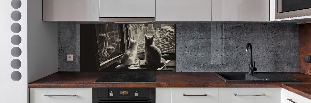 Kitchen splashback Cats by the window