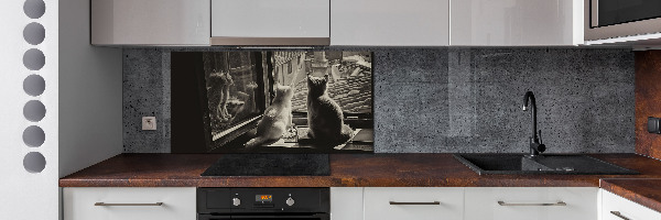 Kitchen splashback Cats by the window