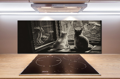 Kitchen splashback Cats by the window