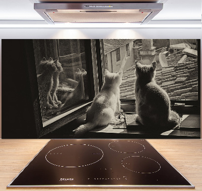 Kitchen splashback Cats by the window