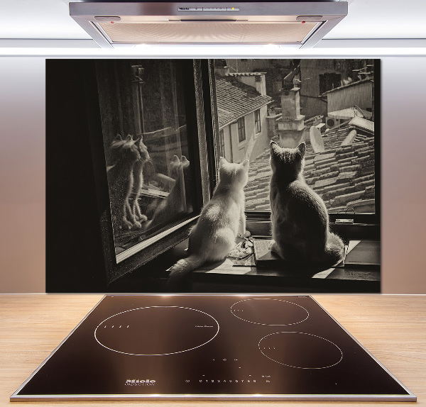 Kitchen splashback Cats by the window