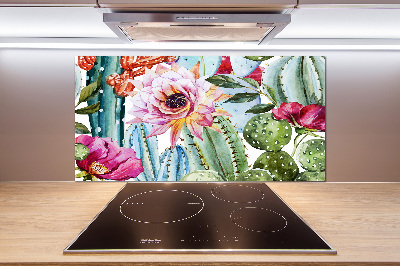 Cooker splashback Cacti and flowers