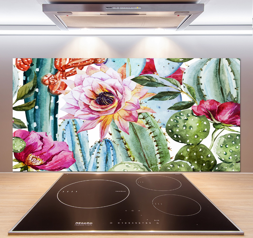 Cooker splashback Cacti and flowers