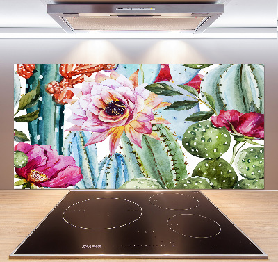 Cooker splashback Cacti and flowers