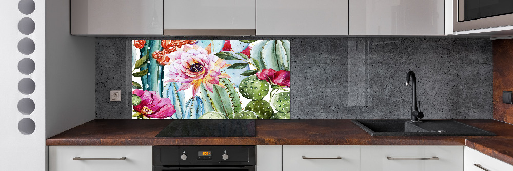 Cooker splashback Cacti and flowers