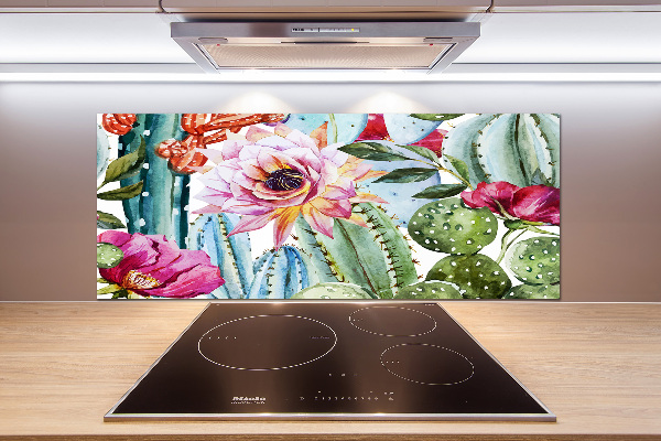 Cooker splashback Cacti and flowers