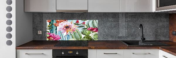 Cooker splashback Cacti and flowers