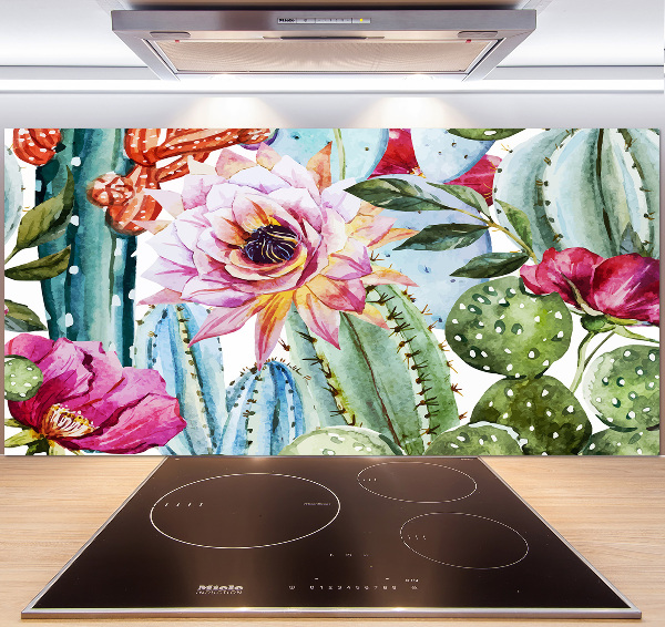 Cooker splashback Cacti and flowers