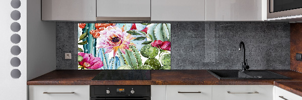 Cooker splashback Cacti and flowers