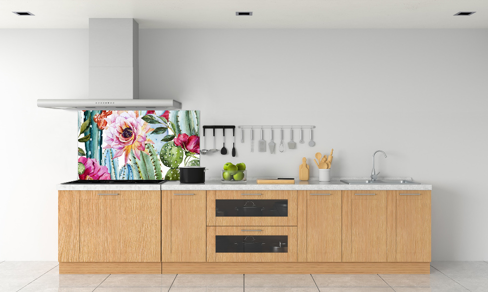 Cooker splashback Cacti and flowers