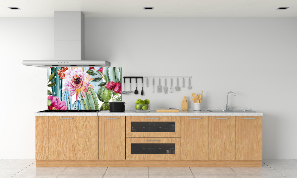 Cooker splashback Cacti and flowers