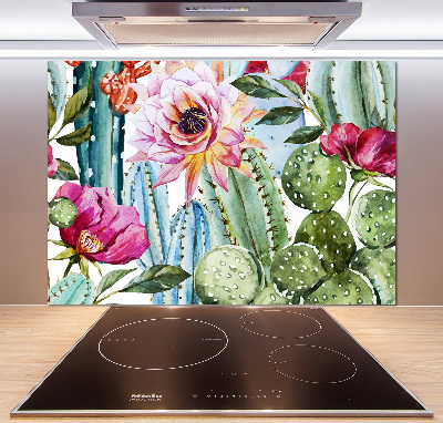 Cooker splashback Cacti and flowers