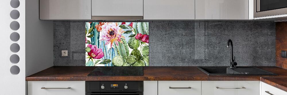 Cooker splashback Cacti and flowers